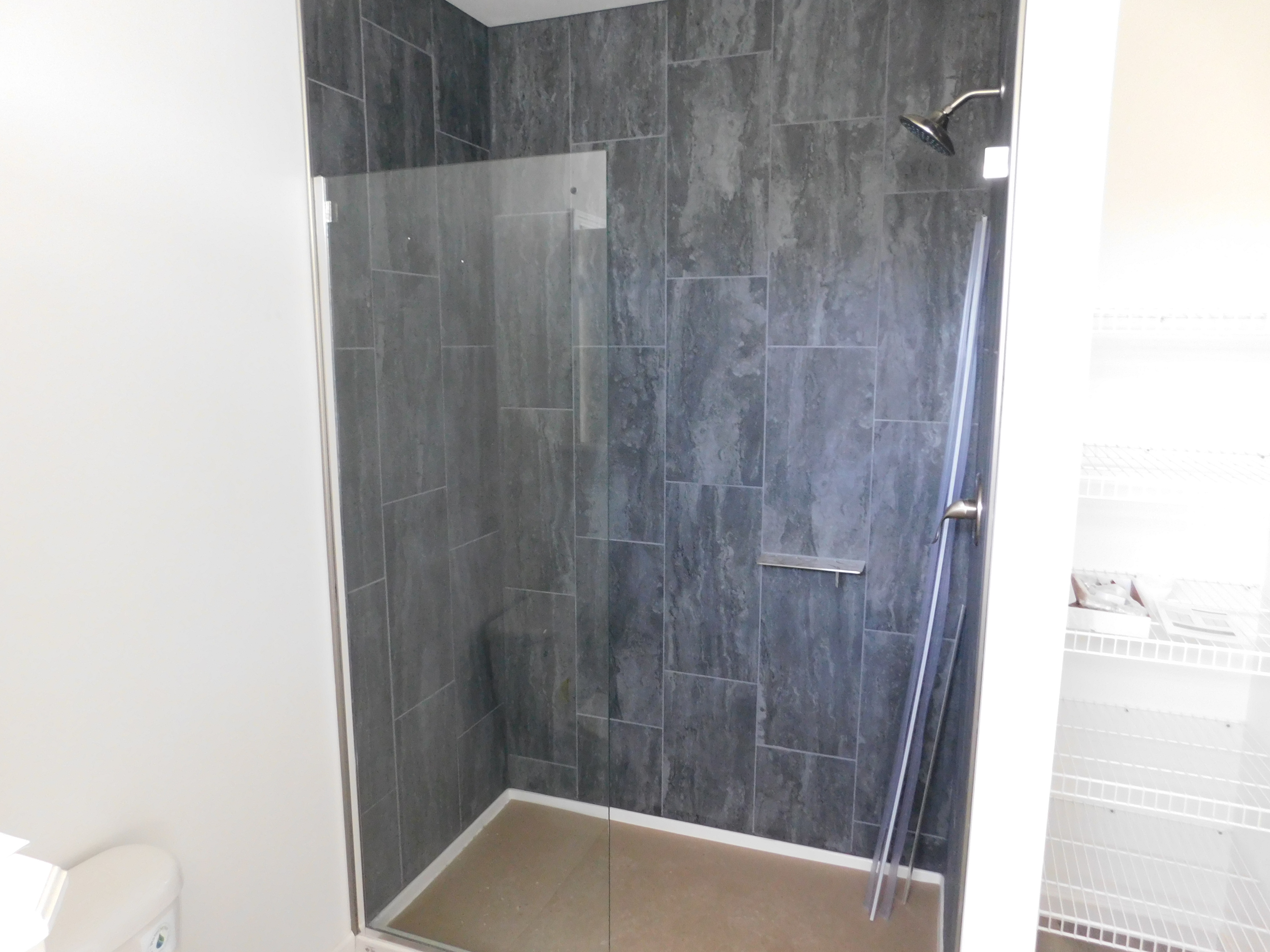 Tile walk-in shower